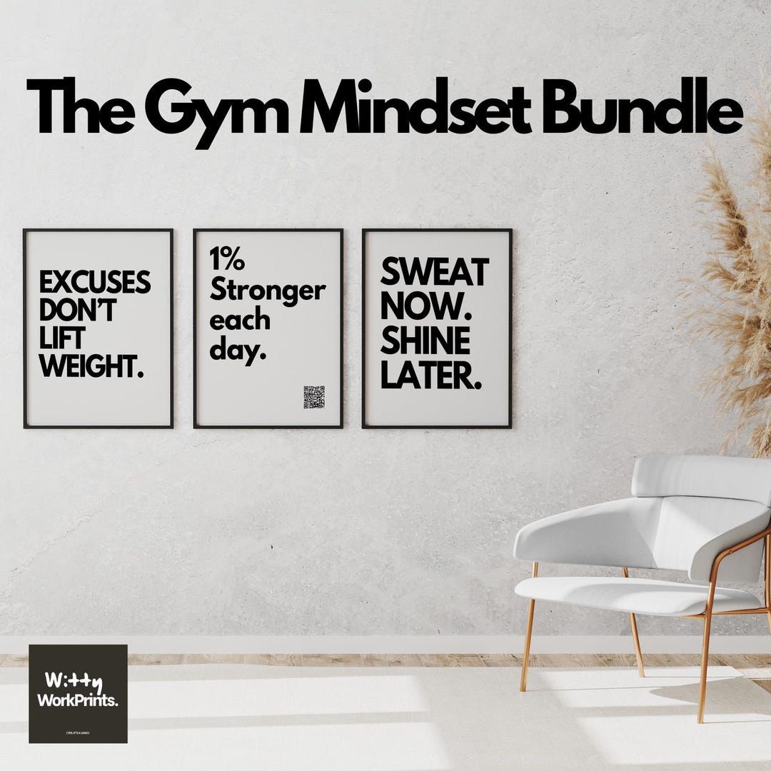 The Gym Mindset Bundle – 3 Motivational Fitness Prints | Workout Wall ...