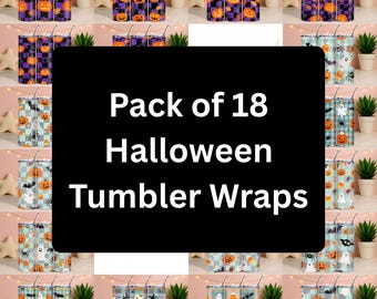Halloween Pattern Tumbler Wraps Pack of 18 | Bundle of 18 | Gingnam Pack