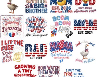 4th of July Pregnancy Announcement Shirt PNG Bundle | 15 Patriotic Designs | Maternity Sublimation | Instant Download