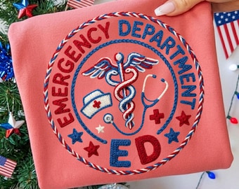 Emergency Department Nurse Faux Yarn Png, American Flag Caduceus 4th of July | Digital Download