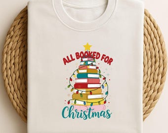 All Booked for Christmas Png, Christmas Books Png, Book Lovers Png, Librarian Gift Png, Gift for Teachers,Bookish Png, Christmas Teacher Png