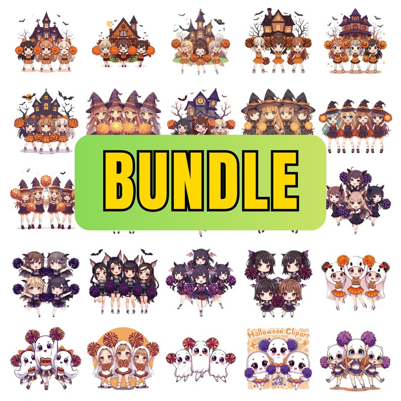 Cheer PNG Bundle, Chibi Cheer Leader Character Cheer Season PNG File ...