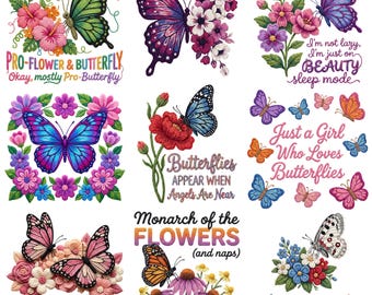 Watercolor Floral Butterfly Clipart Bundle | 9 PNG Digital Download | Boho Spring Transparent Background | Commercial Use