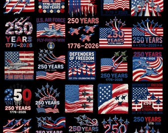 250 Years Fighter Jets PNG Bundle | USA Semiquincentennial 4th of July PNG | Faux Yarn Patriotic Sublimation | America 250 Military Aircraft
