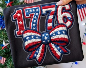 USA Coquette Bow PNG: Faux Yarn Patriotic Designs (Digital Download)
