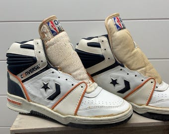 Vintage Converse NBA All Star High Top Basketball Shoes White Navy Orange 80s