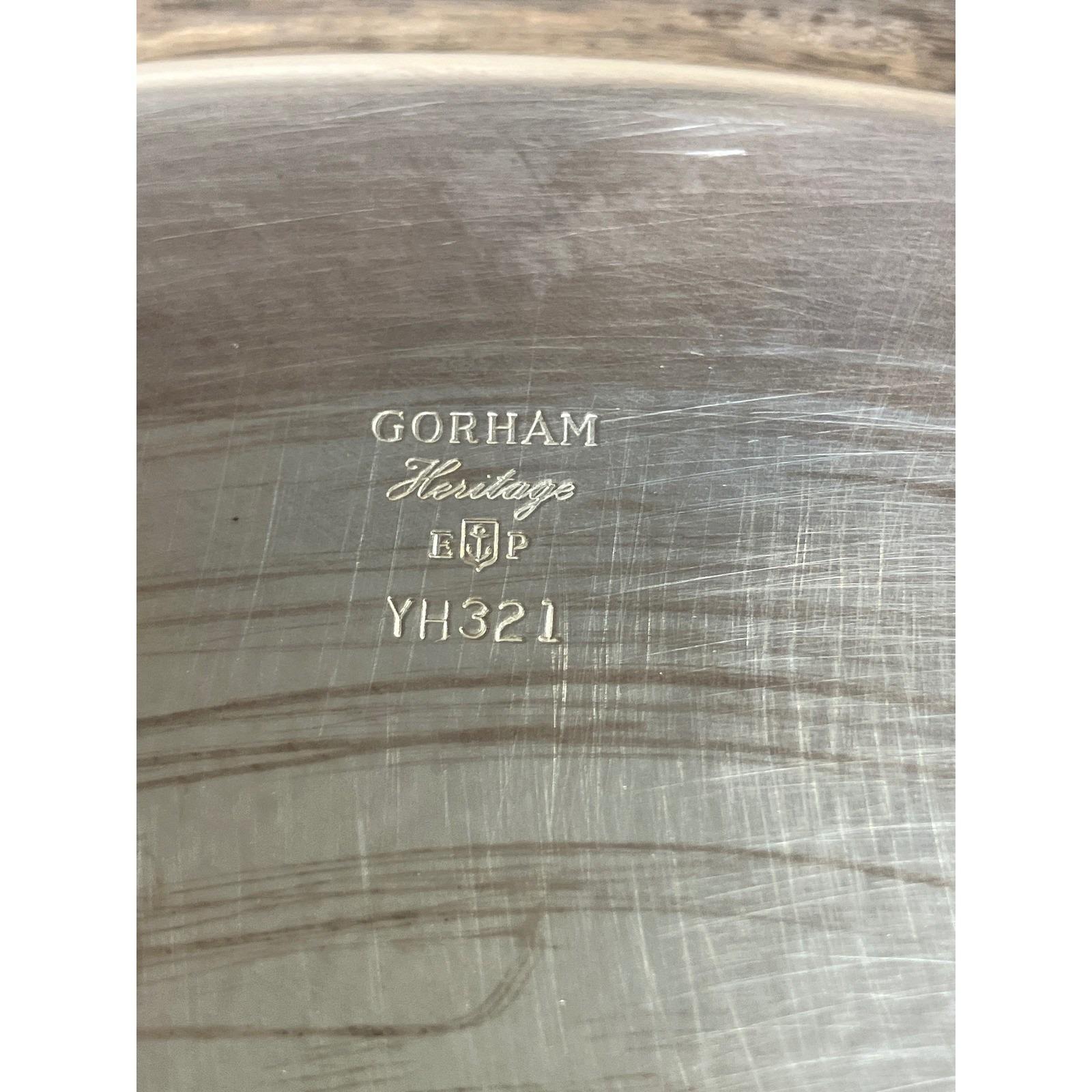 Gorham Heritage Silverplate Round Etched Serving Tray Scalloped