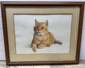 Charles Frace Morris the Cat Lithographie-Druck 1976 Signatur signiert und gerahmt