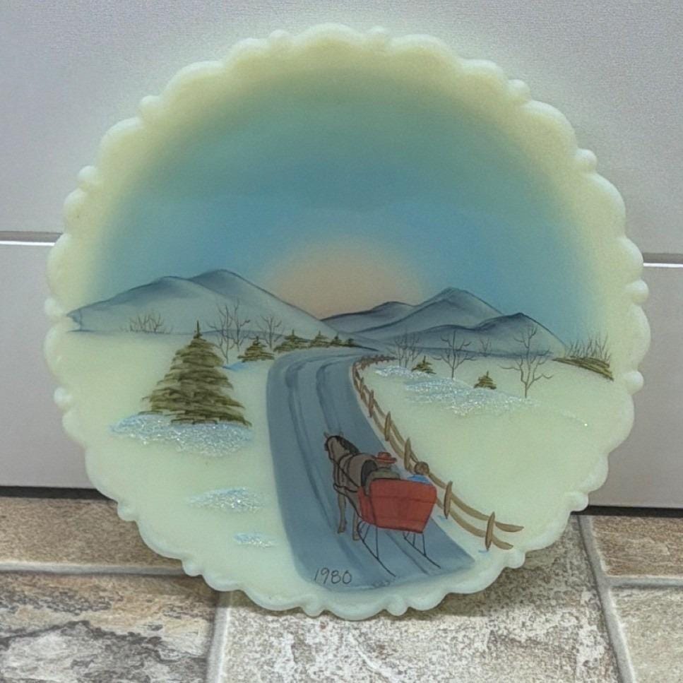 Fenton 1993 手描き冬の風景皿 Fenton Hand Painted Plate - Etsy