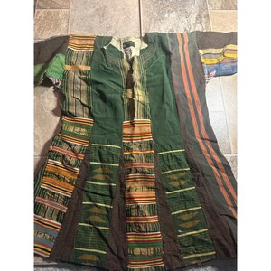 Tunica vintage Maurice Imports Upper Volta in cotone patchwork africano verde multicolore