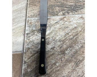 Spatule à glaçage décalée Ekco en acier inoxydable vintage, manche noir USA 31,5 pouces