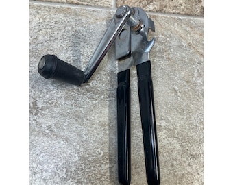 Swing A Way Manual Can Opener Vintage Kitchen Tool Black Handle Chrome