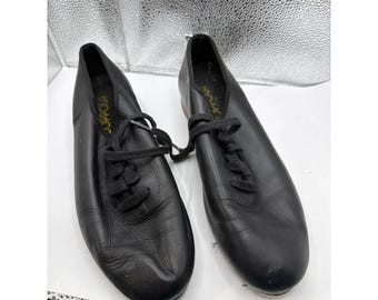 Black Leather Lace Up Tap Dance  Shoes Performance Stage Shoes
