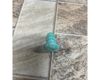 Vintage Aqua Blue Slak Glass Rose Flower Flessenstop Vervangende Karaf