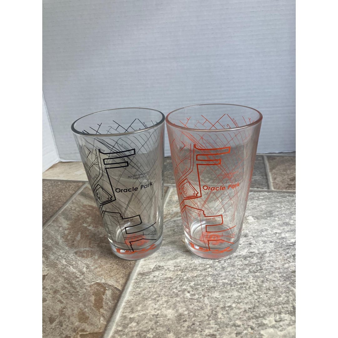 Oracle Object The Glasses Oracle Park Glasses Set San Francisco Giants Map Etched Stadium View - Etsy