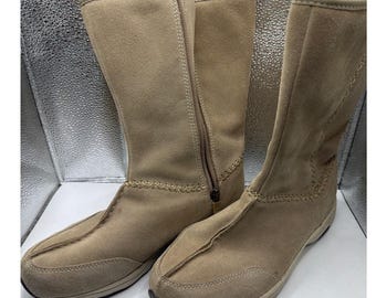 Botas altas ESTRAVELRITE de ante color tostado con cremallera lateral para mujer, talla 7.5 M