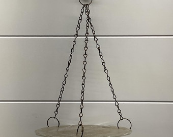 Vintage hängende Vogelfutterhäuschen aus Glas mit Herzgliederkette, 2er-Set, klar, 15 cm