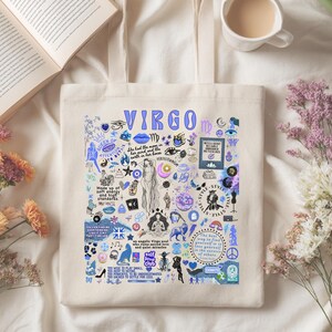Virgo Zodiac Tote Bag Custom Bridesmaids Gift, Personalized Astrology Lovers Tote for Virgo Best Friend Birthday Gift, Star Sign Bday Gift