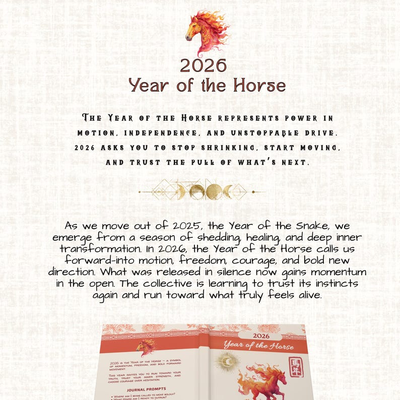 Year of the Horse 2026 Journal | Chinese Zodiac Horse Planner | Manifestation Notebook for New Year Intentions & Personal Growth