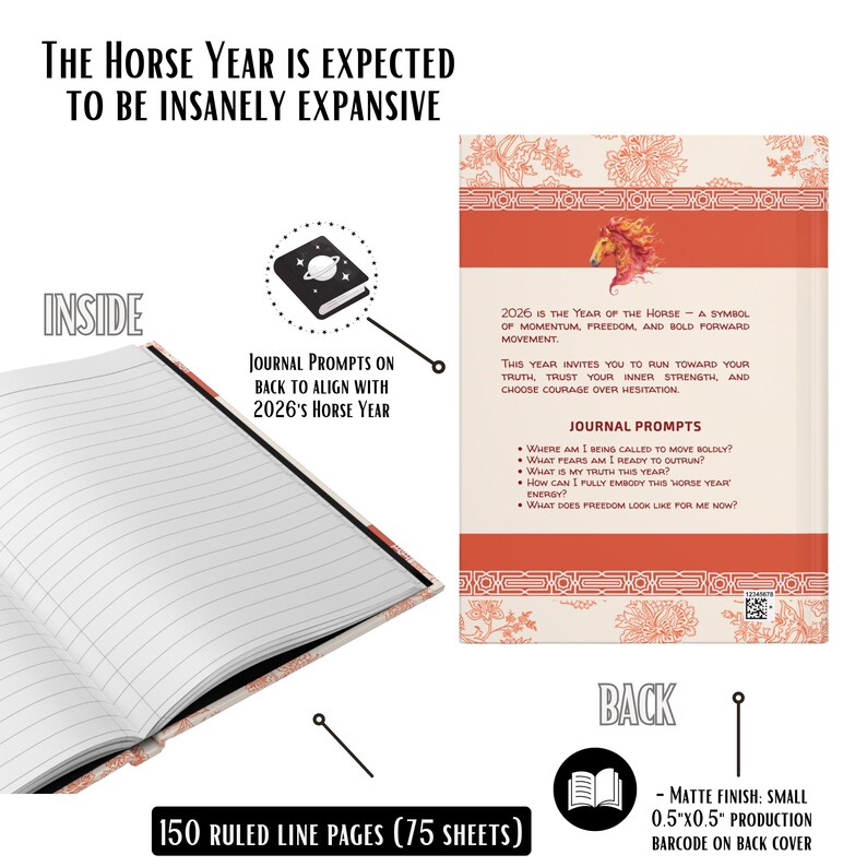 Year of the Horse 2026 Journal | Chinese Zodiac Horse Planner | Manifestation Notebook for New Year Intentions & Personal Growth