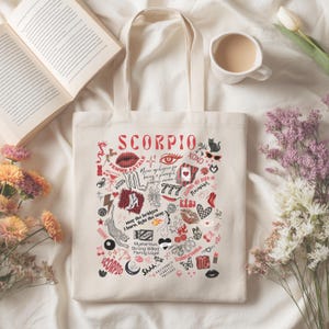 Custom Scorpio Zodiac Tote Bag, Personalized Astrology Lovers Gift, Brides Maids Gift Tote, Star Sign Birthday Gift, Choose Your Sign