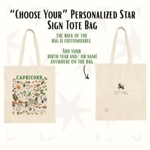 Custom Zodiac Tote Bags, Personalized Astrology Lovers Gift, Brides Maids Gift Tote, Star Sign Birthday Gift, Choose Your Sign