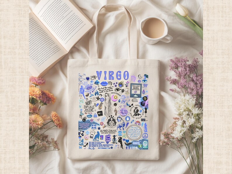 Virgo Zodiac Tote Bag Custom Bridesmaids Gift, Personalized Astrology Lovers Tote for Virgo Best Friend Birthday Gift, Star Sign Bday Gift