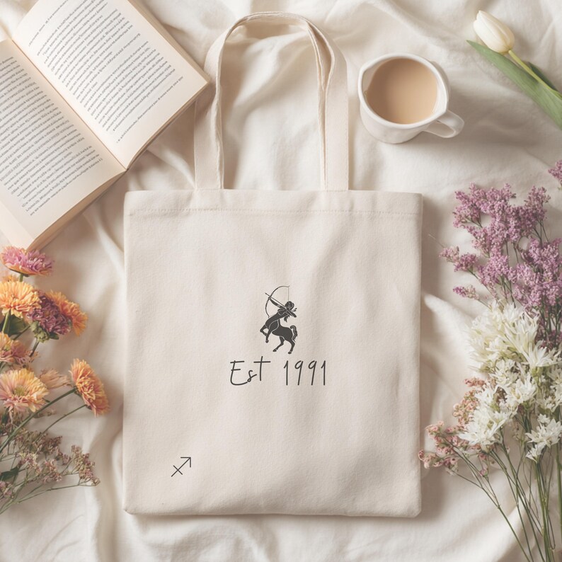 Custom Sagittarius Zodiac Tote Bag, Personalized Astrology Lovers Gift, Brides Maids Gift Tote, Star Sign Birthday Gift, Choose Your Sign