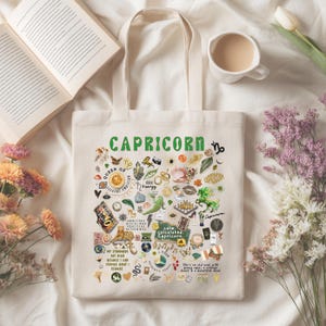 Custom Capricorn Zodiac Tote Bag, Personalized Astrology Lovers Gift, Brides Maids Gift Tote, Star Sign Birthday Gift, Choose Your Sign