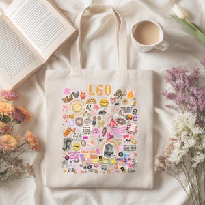 Custom Leo Zodiac Tote Bag, Personalized Astrology Lovers Gift, Brides Maids Gift Tote, Star Sign Birthday Gift, Choose Your Sign
