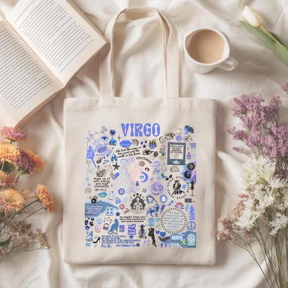Virgo Zodiac Tote Bag Custom Bridesmaids Gift, Personalized Astrology Lovers Tote for Virgo Best Friend Birthday Gift, Star Sign Bday Gift