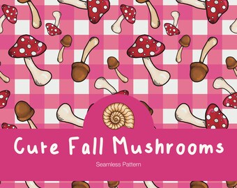 Cute Fall Mushroom Seamless Pattern (Digital Download)