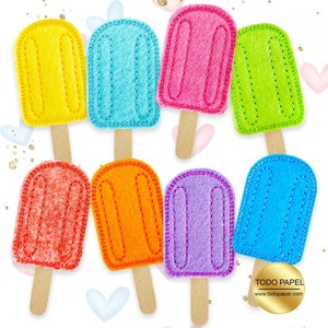Colorful Felt Popsicle Felties: Summer Craft Embellishments - Set of 5