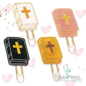 The Good Book Holy Bible Glitter Planner Paper Clip or Magnet - Choose from colors, Gold, Black, White, or Pink - Size 2&quot; - Ideal Bookmarker