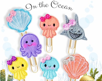 Handmade In the Ocean Planner Paper Clip Collection | Choose from 6 Fun Felt designs - Novelty Planner, diary, journal markers or as magnets