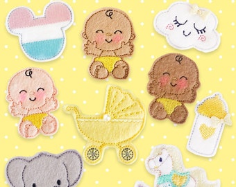 FELTIE Baby Appliques: DIY Baby Shower Crafts - Pink, Blue, Yellow