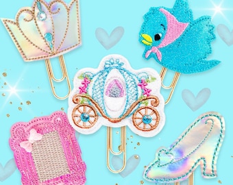FELTIE Blue Princess Planner Clips: Handmade Journal Accessories,  5 Designs