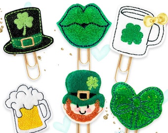 FELTIE St. Patrick's Day Planner Clips: Handmade Irish Designs, Set of 6
