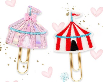 Circus Tent Planner Paper Clip or Magnet. Planner accessories and small gifts. Notebooks, Agendas and Planner embellishments. 2 fun colors