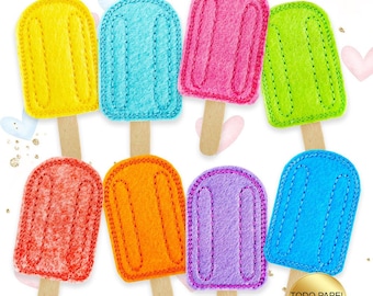 Colorful Popsicle Felties - Sets of 5 - Choose from 8 colors : Yellow, Purple, Coral, Blue, Raspberry, Orange, Turquoise, Green - Summer Fun