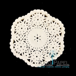 SALE 50% OFF 100 Tudor Style 4.5&quot; IVORY Paper Lace Doilies |  Hexagonal Detailed Lace Design | Wedding and Party Event Table Decor | Crafts