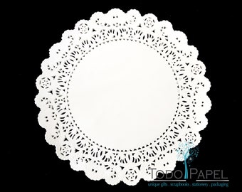 4", 6", 8", 10", 12" or 14" WHITE Paper Doilies Normandy Style - Intricate paper lace design for Receptions, wedding table plate chargers