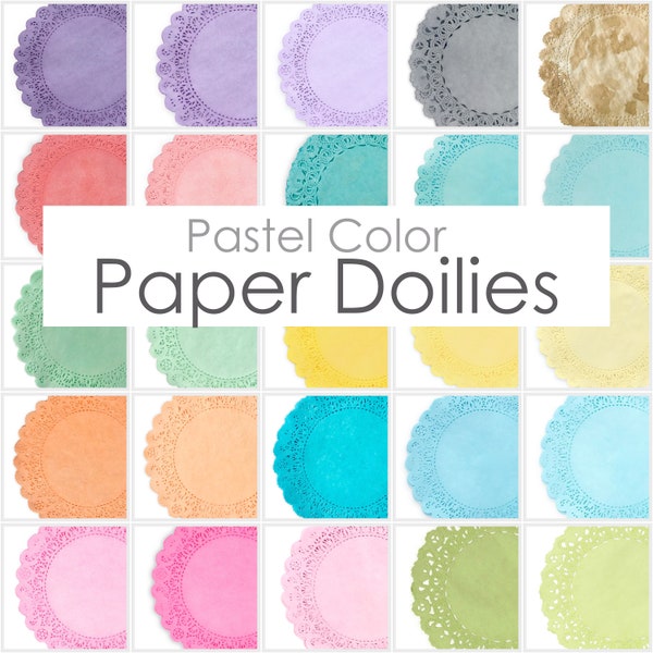 Premium Hand-Dyed PASTEL Color Paper Doilies, Choose from 25 Colors and Sizes from 4”, 6”, 8”, 10”, 12”,14” Wedding, Party Event Table Decor