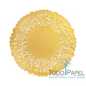 100ct - 12&quot; High Quality GOLD Metallic Foil Paper Doilies - Perfect as Plate Chargers, Placemats, Centerpieces at Weddings and Party Events