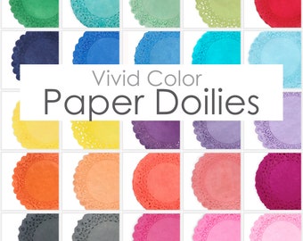 Premium Hand-Dyed Vivid Color Paper Doilies, Choose from 25 Colors and Sizes from 4”, 6”, 8”,10”, 12”, 14” Wedding, Party Event Table Decor