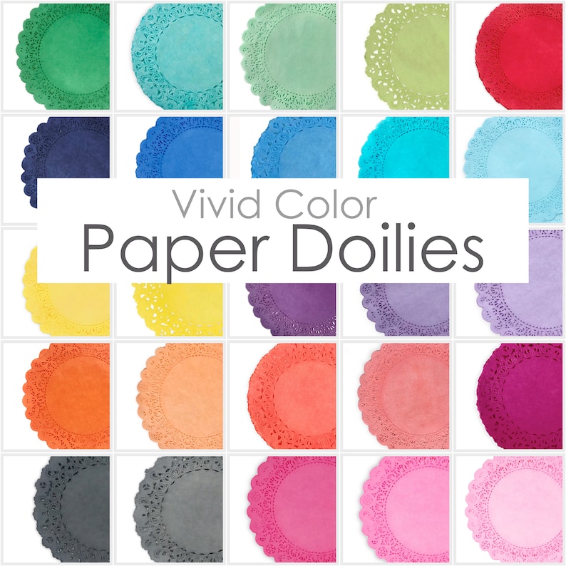 Premium Hand-Dyed Vivid Color Paper Doilies, Choose from 25 Colors and Sizes from 4, 6, 8,10, 12, 14 Wedding, Party Event Table Decor image 1