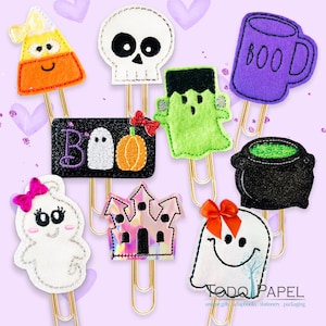 Ghost Town Halloween Planner Paper Clip or Magnet Set. 9 fun Bookmark designs for Journals, Diaries, Agendas. Great as Gifts & Party Favors