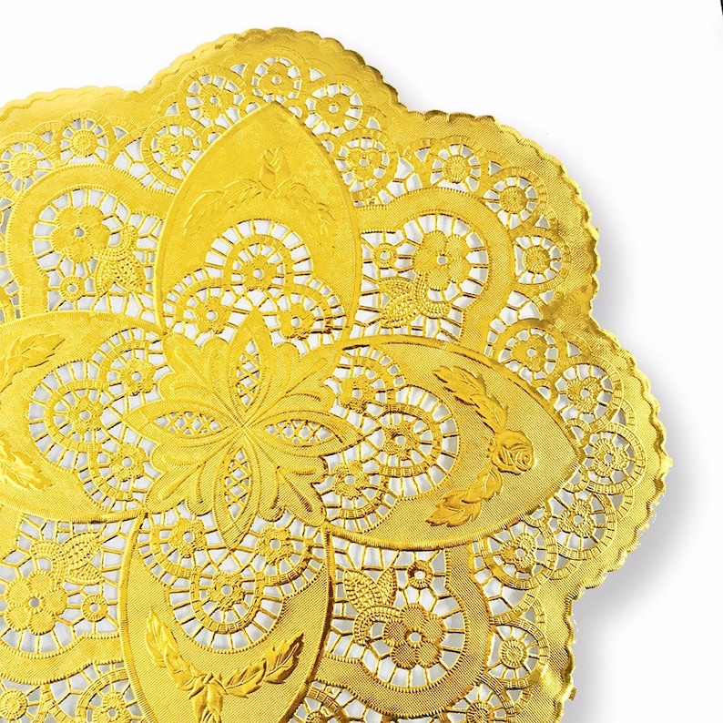 12 Inch Premium Gold Metallic Foil Paper Doilies Unique Etsy