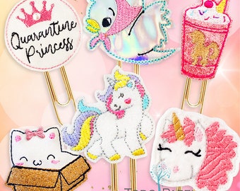 Quarantine Princess & Unicorns Planner Paper Clip or Magnet - Novelty Vinyl and Felt Bookmarks for Planners, Journals, Diaries, Agendas