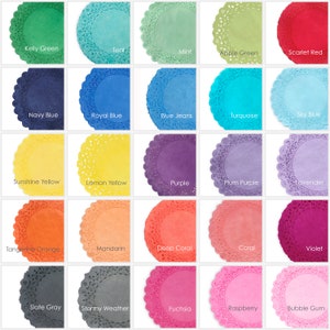 Premium Hand-Dyed Vivid Color Paper Doilies, Choose from 25 Colors and Sizes from 4, 6, 8,10, 12, 14 Wedding, Party Event Table Decor image 2